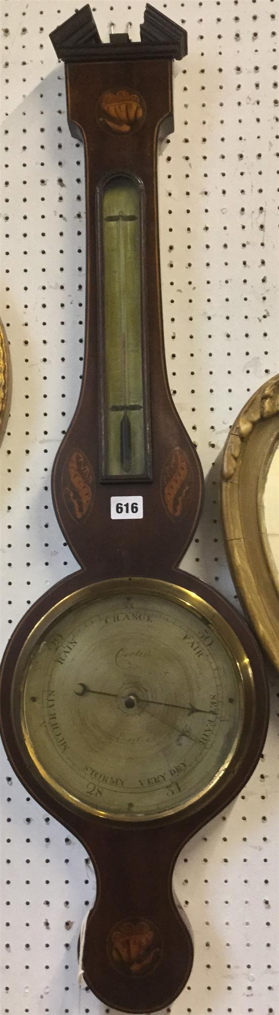 19thC mahogany wheel barometer